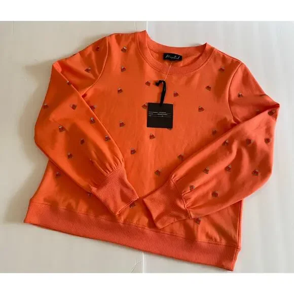 Marled Sweatshirt Candy Corn Orange, Silver, Yellow Combo 01135-3TJK Size Medium - Picture 4 of 7